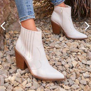 White Western Block Boots